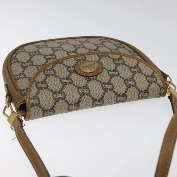 GUCCI GG Plus Supreme Shoulder Bag PVC Leather Beige Gold Auth th5906 - Picture 6 of 15